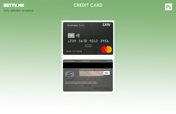 Модерен стил на Естонија LHV банкарски деловни дебитни мастер картички шаблон